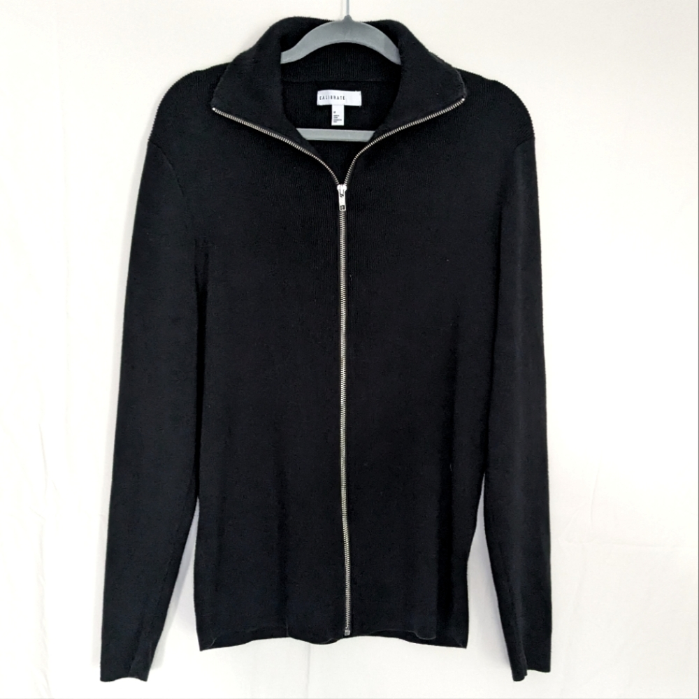 Calibrate Black Woven Zip-up, Mens Medium